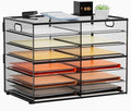 Marbrasse 7 Tier Desktop Literature Organizer, Mesh Paper Organizer Desk Organizers, File Sorter Mail Center Paper Storage Cabinet Classroom Keepers Mailbox for Office Home School, Black by Marbrasse