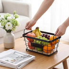 4 Pcs Black Metal Wire Storage Baskets with Wood Bottoms,Small - Image 4