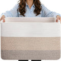 Extra Large Laundry Basket, 25"x16"x16" Rectangle Woven Basket by Hobasket