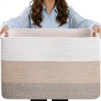 Extra Large Laundry Basket, 25"x16"x16" Rectangle Woven Basket by Hobasket