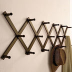 SKOLOO Hat Rack for Wall with 17 Hooks, Solid Wooden, Modern, Expandable Coat Rack Wall Mount for Coats, Hats, Bags, Baseball Caps, Dark Walnut Color - Image 3