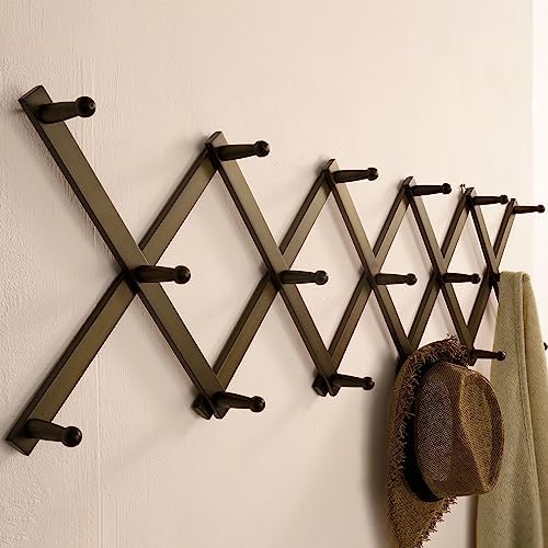 SKOLOO Hat Rack for Wall with 17 Hooks, Solid Wooden, Modern, Expandable Coat Rack Wall Mount for Coats, Hats, Bags, Baseball Caps, Dark Walnut Color - Image 3