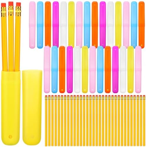 48 Sets 48 Travel Toothbrush Holder with 144 Pencils Multipurpose Toothbrush Case with Ventilation Hole Plastic Toothpaste Boxes Containers Portable Dust-Proof Tooth Brush Cover Protector for School by Unknown