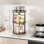 LAMU 10'' Wood Lazy Susan Turntable Organizer for Cabinet, 3 Tier Lazy Susan Spice Rack Organizer for Kitchen, Wood Turntable for Table Top, Countertop, Pantry, Bathroom - Image 3