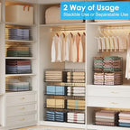 Hongtamoya 4-Tier Closet Organizers and Storage Basket with Divider, Foldable Closet Shelf Organizer System, Space-Saving Clothes Storage Drawer Organizer Bins for Wardrobe Cupboard, White - Image 7