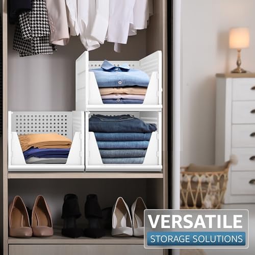 Sorbus Stackable Closet Organizer, Open-Front Shelf Bins (3 Large) - Image 5