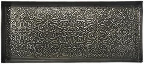 HF by LT Enchanted Scroll Pattern Metal Boot Tray, 30 x 13 inches, Antique Zinc Finish by HFbyLT