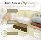 VIVIDECOR Open Front Trapezoid Closet Bins, Closet Storage Organizer for Shelves-Light Beige - Image 3