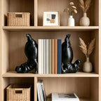 Black Resin Hippo Bookends Set of 2 – Heavy Duty Decorative Book Ends for Shelves, Unique Animal Book Stopper for Heavy Books, Hippo Decor for Home Office Bookshelf, Book Lover Gift - Image 3