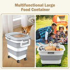 Komzon Rice Storage Container 10-40 lb, 25 lb Pet Dog Food Storage Container, Collapsible Airtight Rice Container,Rice Dispenser Bin with Cup and Scoop for Flour Cereal Pasta Grain, Cat Bird Food - Image 6
