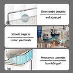 shuang qing 2-Tier Corner Bathroom Counter Organizer – Classic Storage Shelf for Makeup, Perfume & Toiletries, Space-Saving Countertop Tray Fits Bathroom, Dresser, Kitchen (Slate Gray) - Image 2