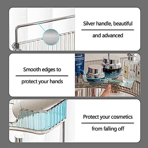 shuang qing 2-Tier Corner Bathroom Counter Organizer – Classic Storage Shelf for Makeup, Perfume & Toiletries, Space-Saving Countertop Tray Fits Bathroom, Dresser, Kitchen (Slate Gray) - Image 2