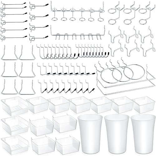 Zubebe 106 Pcs Pegboard Hooks Assortment with Bins, Silver, Clear by Zubebe