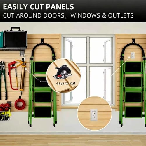 FRAYSCENT Slat Wall Paneling Garage Wall Organizer, Slatwall Panels Garage Tool Organizer Wall Mount Garage Slat Wall Storage Systems, Slat Board PVC Wall Panels Garage Storage (BEIGE, 8ftx4ft) - Image 5
