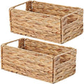 Vagusicc Wicker Storage Basket, Set of 2 Hand-Woven Storage Baskets for Organizing, Small Wicker Basket for Toilet Paper, Foldable Large Cube Storage Organizer Bins for Shelves (Water Hyacinth) by Vagusicc