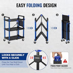 WORKPRO Heavy Duty 3-Tier Utility Cart, 450 LBS Folding Cart with Wheels - Image 2