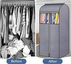 SLEEPING LAMB 60'' Hanging Garment Bags for Closet Storage Sealed Completely Jackets Coats Suits Clothes Rack Cover for Wardrobe with Clear PVC Window, 2 Packs, Grey (Hanging Rod Not Included) - Image 6