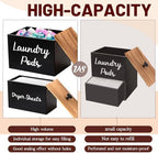 Dandat 3 Pcs Wood Laundry Pods Container Farmhouse Decoration Laundry Room Organization and Storage, Rustic Dryer Sheet Holder Scent Booster Container Set with Scoop(Black) - Image 4