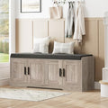 Homleke Shoe Storage Bench, 4 Doors & Thickened Padded Seat Cushion by Homleke