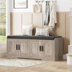 Homleke Shoe Storage Bench, 4 Doors & Thickened Padded Seat Cushion by Homleke