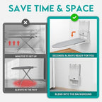 Zoes Homeware Wall Mounted Ironing Board, 180 Rotation, Space-Saving Fold Down, 36" x 12", Silver - Image 5