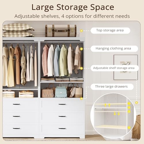 IRONCK Freestanding Closet System with Adjustable Shelves & 3 Drawers - Image 4