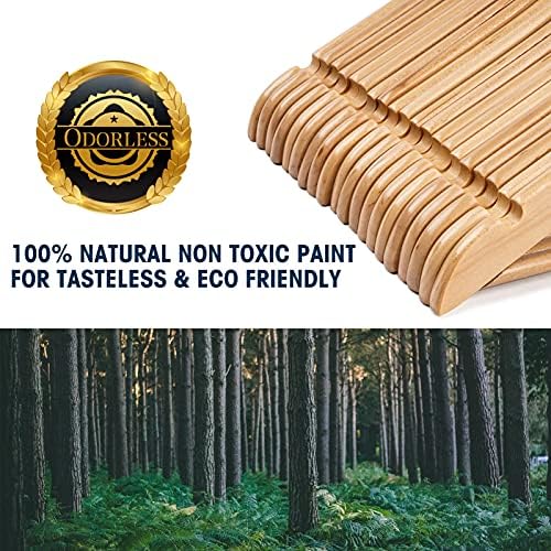 Wood Hangers - 60 Pack Solid Shirt Hangers, Heavy Duty & Slim Wooden Hangers, for Suit, Coat, Jacket, Pants（Natural） - Image 3