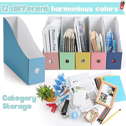 Colarr 36 Pack Cardboard Magazine Holder 12 Colors Magazine File Holder Magazine Storage Box Office Folders Organizer File Folder Bin for Home Office School Desk Supplies (Bright Colors) - Image 3