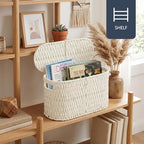 Coeusy Toilet Paper Storage Basket with Lid, Wicker Basket for Bathroom - Image 4
