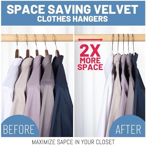HOUSE DAY White Velvet Hangers 60 Pack, Non Slip Felt Hanger +Black Hook - Image 4