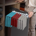 9 Arms Steel Slide Out Pants Rack Closet Pants Hanger Bar Pull Out Trousers Rack Tie Belts Scarf Racks, Wardrobe Clothes Organizers Rail Pull Out Closet Storage Rod-(Right Side Mounts) by kunghei