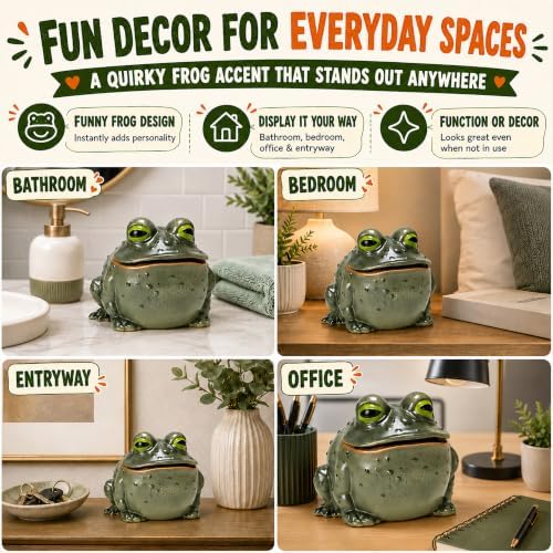 Funny Frog Toilet Paper Holder, Whimsical Toad Tissue Box in Resin for Kitchen, Bathroom, or Bedroom, Creative Animal Toilet Roll Dispenser (Single Frog Holder) - Image 4