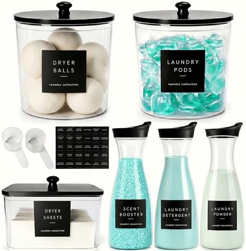 Laundry Room Organization Set, 3 Laundry Containers, 3 detergent dispenser by Unknown