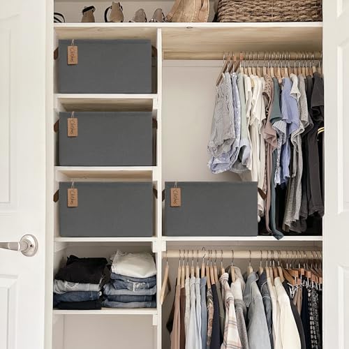 CHICVITA 30L Large Fabric Closet Baskets for Shelves, 4Pack, Grey - Image 6