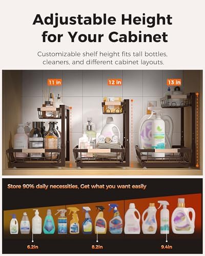 Sevenblue 2-Pack 2-Tier Height Adjustable Under Sink Organizer & Storage - Image 4