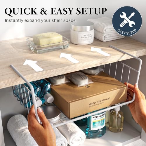 Simple Houseware 6PK Under Shelf Basket, White - Image 5