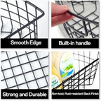 4 Pack 1/4 Wedge Metal Lazy Susan Organizer Baskets with Handles - Image 4