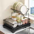 2-Tier Large Dish Drying Rack for Kitchen Counter, Dish Rack Auto Drain by BBXTYLY