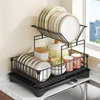 2-Tier Large Dish Drying Rack for Kitchen Counter, Dish Rack Auto Drain by BBXTYLY