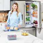 iDesign Crisp 3-Piece Recycled Plastic Refrigerator Organizer Bin Set with Lids, Clear/Gray - Image 5