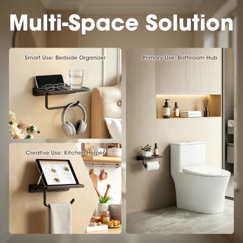 TRUSTMI Toilet Paper Holder with Shelf & Phone Stand, Oil Rubbed Bronze - Image 4