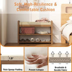 Entryway Shoe Rack Bench with Comfy Cushion, 28" Bamboo Storage Stool, 3-Tier Wooden Shoe Rack for Living Room Bedroom Hallway, Walnut Color - Image 4
