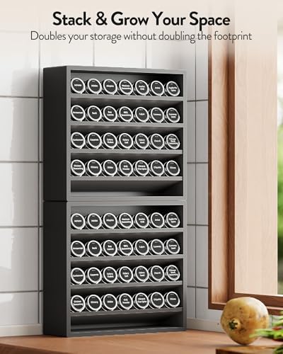 Orimade 4 Tier Spice Rack Organizer for Cabinet, Freestanding Bamboo Seasoning Rack for Countertop, Cupboard, Pantry, Kitchen, 13.18 x 4.13 x 12.2 inches(Spice Jars Not Included), Black - Image 3