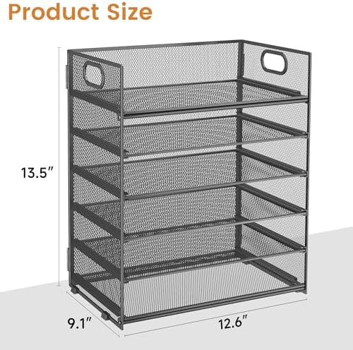 Subekyu 6-Tier Desk Paper Organizer, Desktop File Letter Tray with Handle, Document Sorter and Accessories Holder for Office, Home and School Workspace Organizers, Gray-2 Pack - Image 6