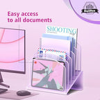 Delifox Inclined Desk File Organizer,Vertical File Folder Holder Stand Metal Rack File Sorter for Office Classroom Desktop Organization (2, Purple, 5) - Image 5