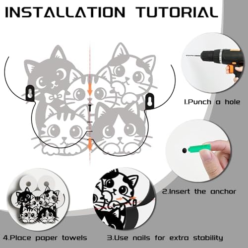 Cat Toilet Paper Holder Wall Mount/Stand for Extra 8 Rolls - Image 4