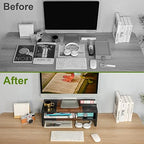 TEAMIX 20 inch Monitor Riser Stand - 2 Tiers, Wood Morden Desktop Bookshelf - Image 6