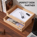 KIRIGEN Wood Paper Tray Set of 2, Stackable Inbox Trays for Desk, Natural - Image 5