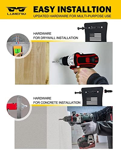 LUMENIX Heavy Duty Door Storage Hangers Bracket, Wall-Mounted Systems Kits Doors Holder Racks Compatible with 1956-2025 Jeep Wrangler CJ YJ TJ JK JKU JL JLU LJ JT (4 PCS, U.S. America Flag Pattern) - Image 3