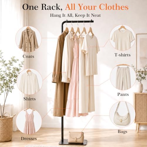 L-shaped Clothes Rack 64-inch Metal Clothing Stand Heavy-Duty Coat Rack - Image 7
